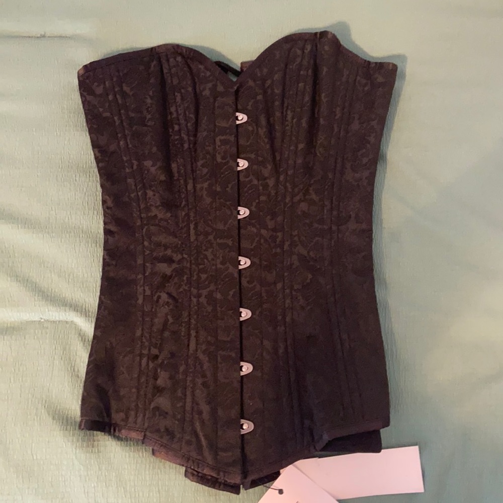 Black Brocade Overbust Corset